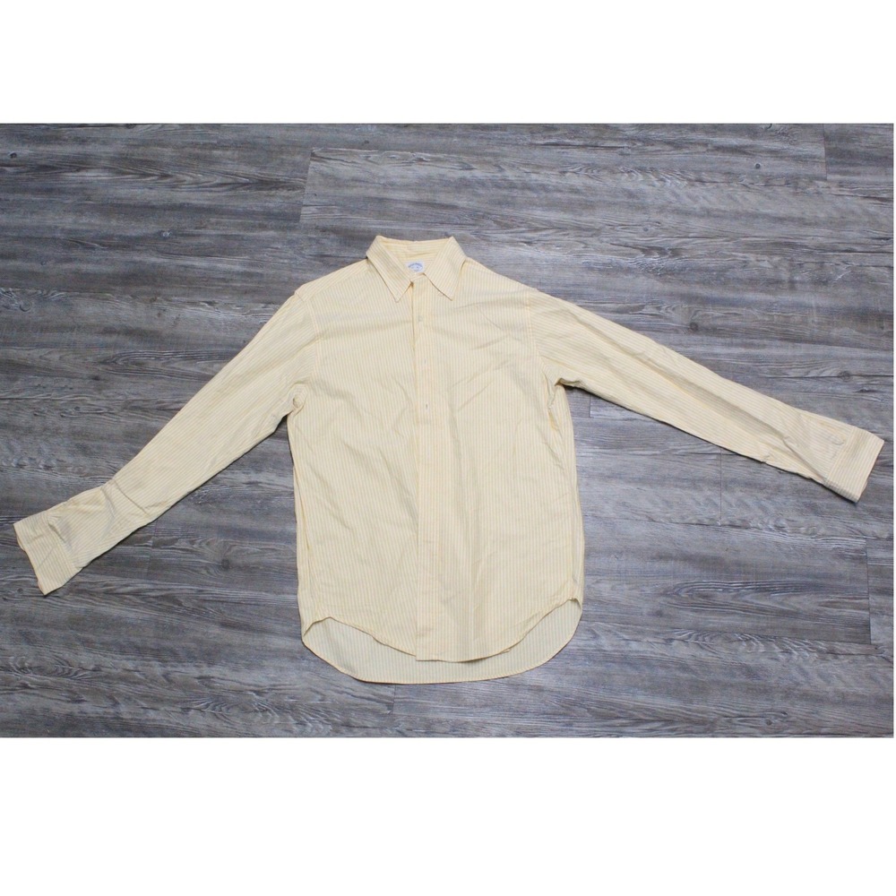 Brooks Brothers Makers Regent Shirt Men's 15.5 36 Yellow Striped Supima Cotton